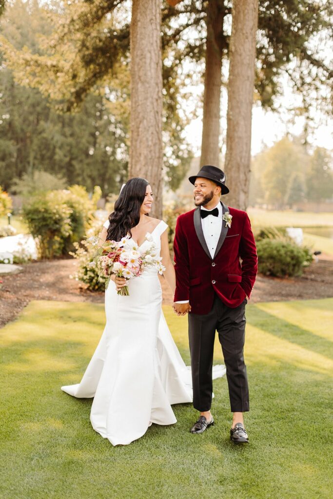 bride and groom at wedding venue