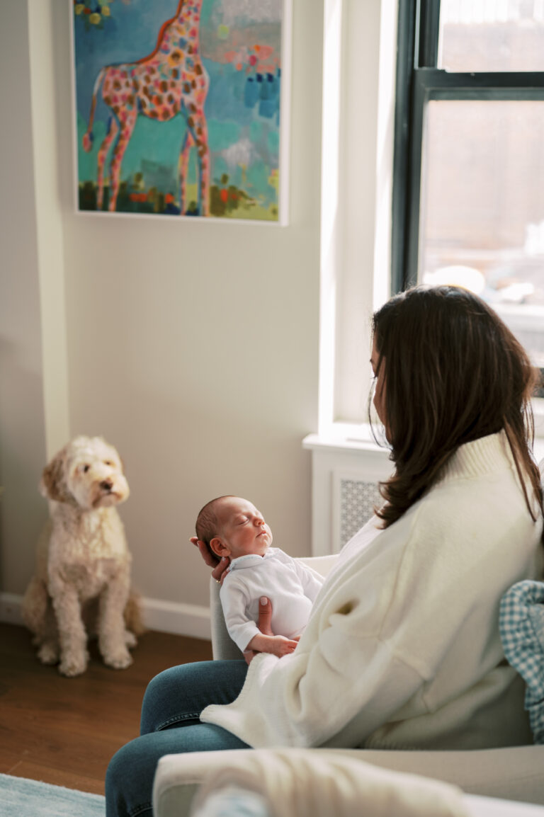 In-home lifestyle newborn photoshoot in UES